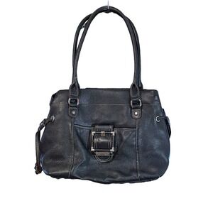 Isaac Mizrahi Designer Black Pebbled Leather Shoulder Bag